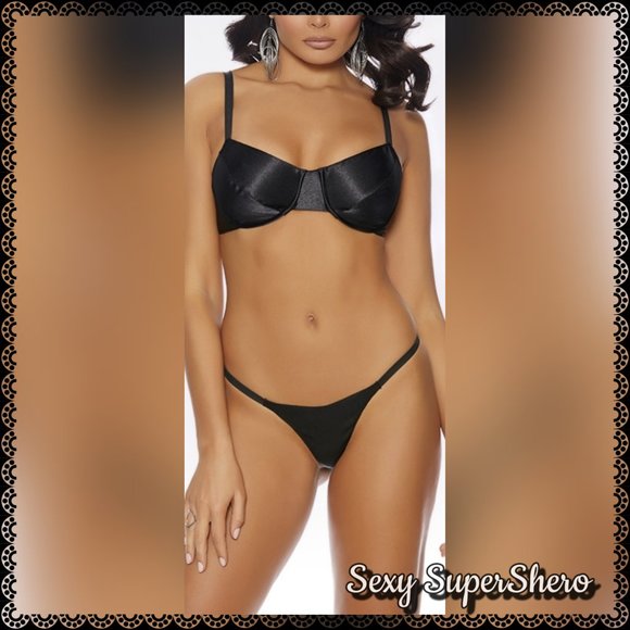 🆕🖤"Serene" Satin Underwire bra and g-string Lingerie set - Picture 1 of 7